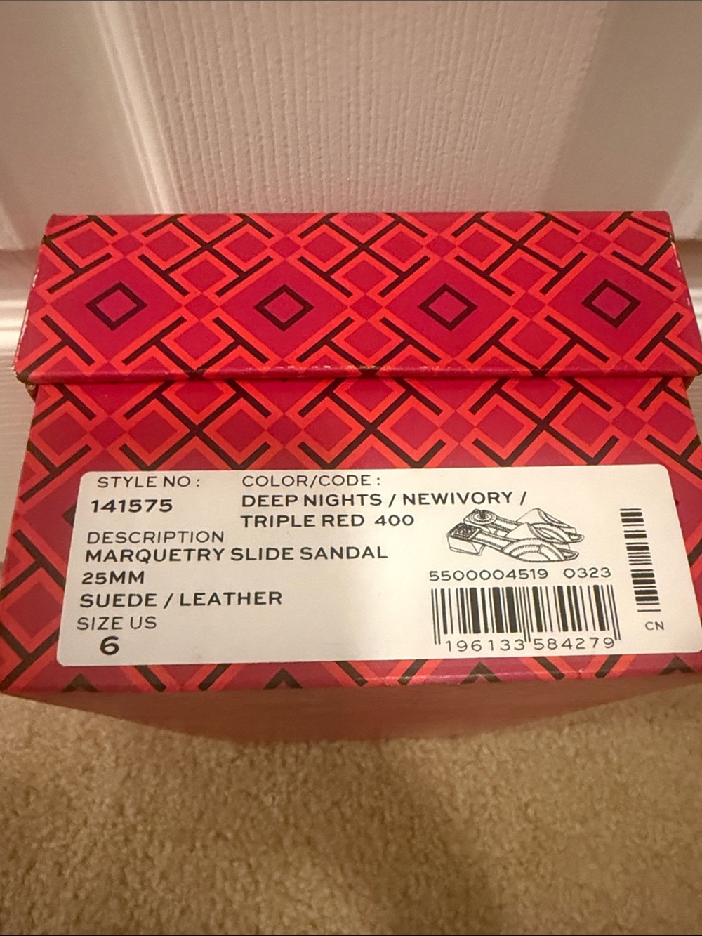 Tory Burch Multicolor Slide Sandals in Red and Blue with Yellow Accents - Picture 12 of 14